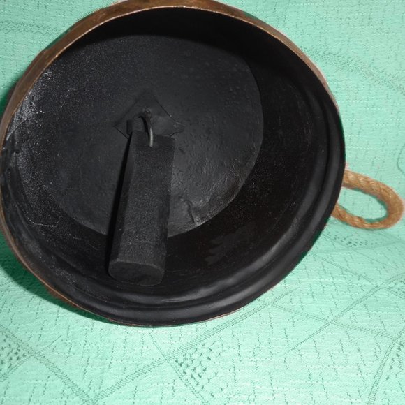 Primitive Hand Made Metal Cow/Barn Bell, Wooden Clangor - Picture 3 of 3